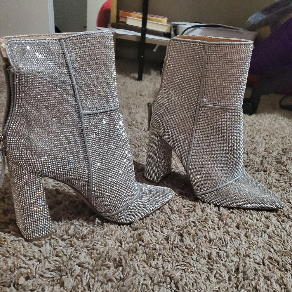 Rhinestone heeled boot